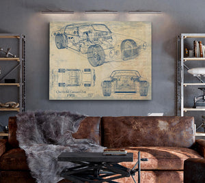 Cutler West Vintage 1971 Chevrolet Camaro Z28 Car Model Print, Original Blueprint Canvas