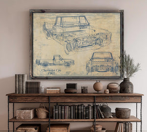 Cutler West Vintage 1967 Chevrolet C10 Pickup Car Art - Gifts for Guys - Original Vehicle Print