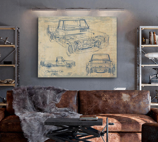 Cutler West Vintage 1967 Chevrolet C10 Pickup Car Art - Gifts for Guys - Original Vehicle Print