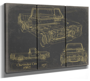 Cutler West Vintage 1967 Chevrolet C10 Pickup Car Art - Gifts for Guys - Original Vehicle Print