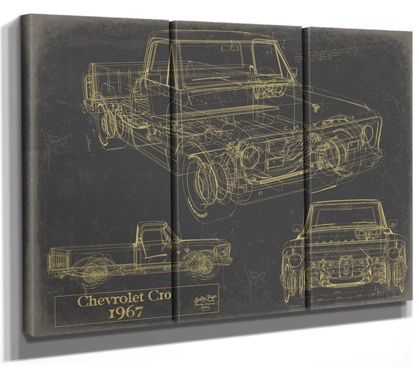 Cutler West Vintage 1967 Chevrolet C10 Pickup Car Art - Gifts for Guys - Original Vehicle Print
