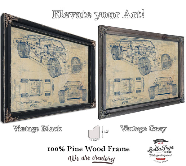 Cutler West Vintage 1971 Chevrolet Camaro Z28 Car Model Print, Original Blueprint Canvas