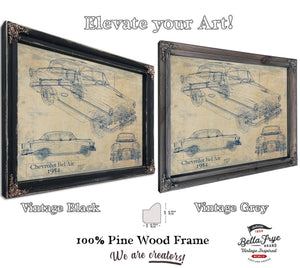 Cutler West Original 1954 Chevrolet Bel Air Hardtop Car Blueprint - Gifts for Dad - Mancave Decor