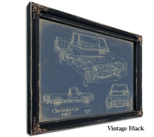 Cutler West Vintage 1967 Chevrolet C10 Pickup Car Art - Gifts for Guys - Original Vehicle Print