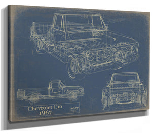 Cutler West Vintage 1967 Chevrolet C10 Pickup Car Art - Gifts for Guys - Original Vehicle Print