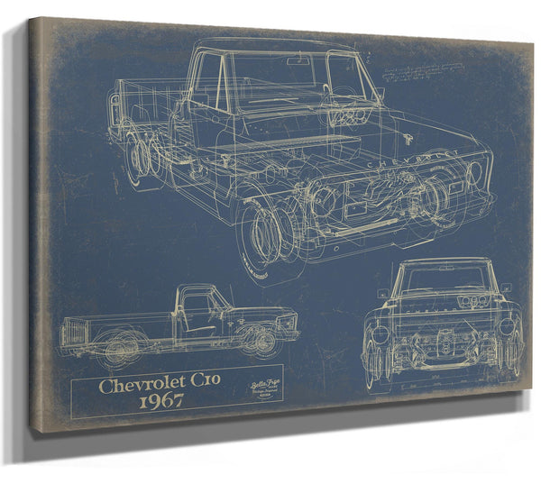 Cutler West Vintage 1967 Chevrolet C10 Pickup Car Art - Gifts for Guys - Original Vehicle Print