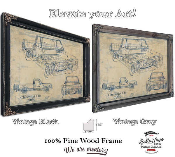 Cutler West Vintage 1967 Chevrolet C10 Pickup Car Art - Gifts for Guys - Original Vehicle Print