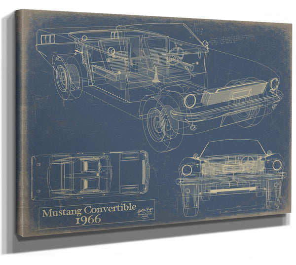 Cutler West Vintage 1966 Mustang Convertible Car Model Print, Original Blueprint Canvas