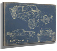 Cutler West Vintage 1966 Mustang Coupe Car Model Print, Original Blueprint Canvas