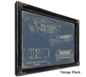 Cutler West Vintage 1966 Mustang Convertible Car Model Print, Original Blueprint Canvas