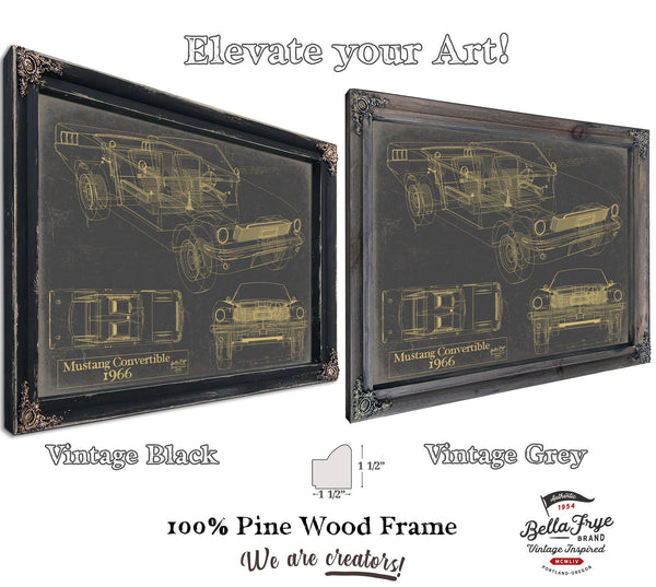 Cutler West Vintage 1966 Mustang Convertible Car Model Print, Original Blueprint Canvas