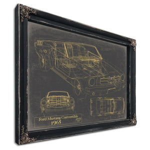 Cutler West Vintage 1965 Ford Mustang Convertible Car Model Print, Original Blueprint Canvas
