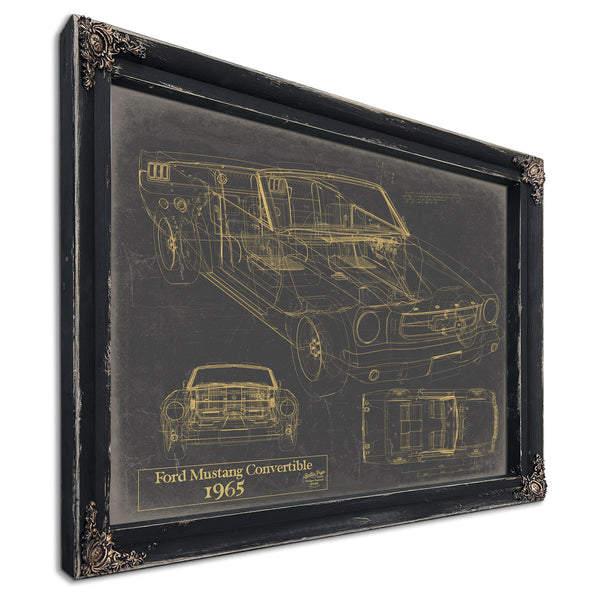 Cutler West Vintage 1965 Ford Mustang Convertible Car Model Print, Original Blueprint Canvas