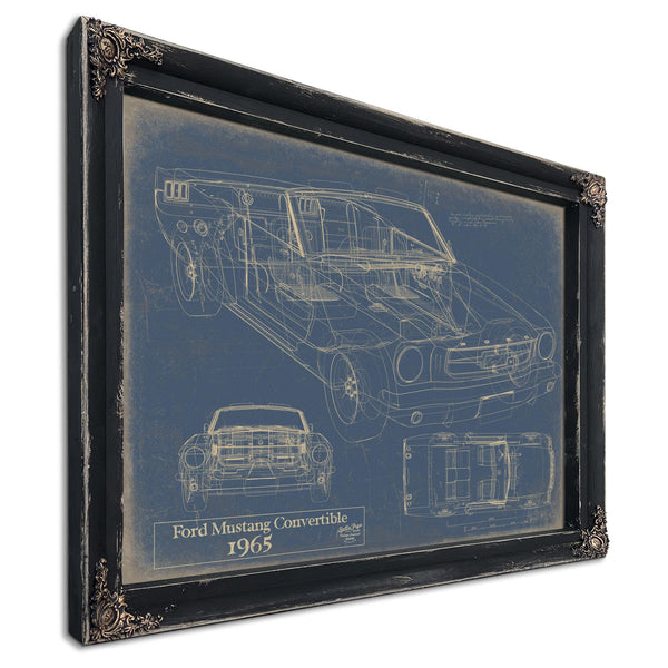 Cutler West Vintage 1965 Ford Mustang Convertible Car Model Print, Original Blueprint Canvas