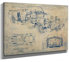 Cutler West Vintage 1967 Shelby Cobra 427 Car Model Print, Original Blueprint Canvas
