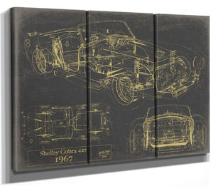 Cutler West Vintage 1967 Shelby Cobra 427 Car Model Print, Original Blueprint Canvas