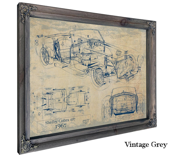 Cutler West Vintage 1967 Shelby Cobra 427 Car Model Print, Original Blueprint Canvas