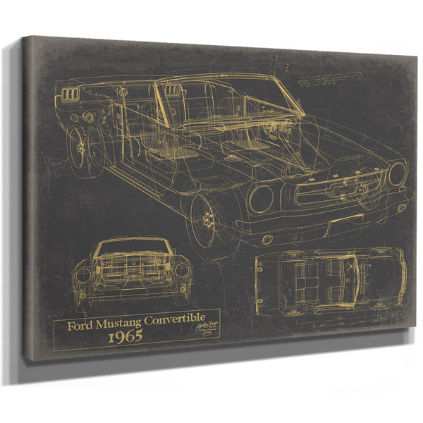 Cutler West Vintage 1965 Ford Mustang Convertible Car Model Print, Original Blueprint Canvas