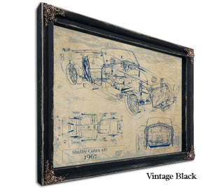Cutler West Vintage 1967 Shelby Cobra 427 Car Model Print, Original Blueprint Canvas