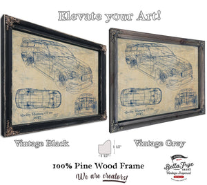 Cutler West Vintage 2017 Mustang Car Model Print, Original Blueprint Canvas, Framed, or Unframed Art