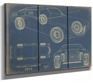 Cutler West Vintage 1972 Camaro SS Car Art - Gifts for Guys - Original Vehicle Print