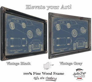 Cutler West Vintage 1972 Camaro SS Car Art - Gifts for Guys - Original Vehicle Print