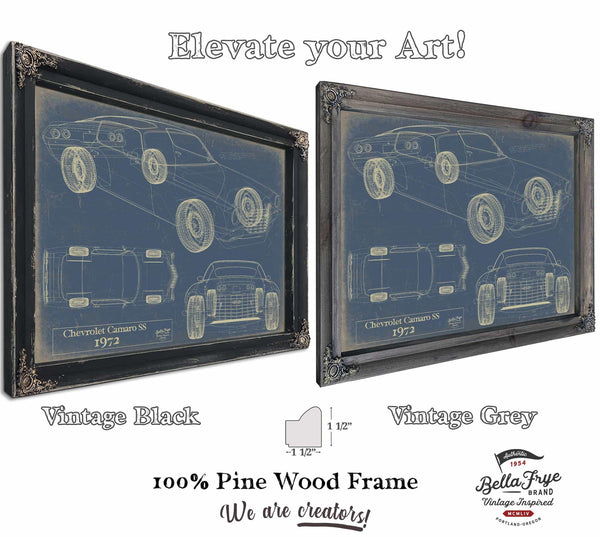Cutler West Vintage 1972 Camaro SS Car Art - Gifts for Guys - Original Vehicle Print