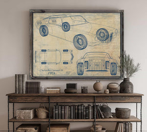 Cutler West Vintage 1972 Camaro SS Car Art - Gifts for Guys - Original Vehicle Print