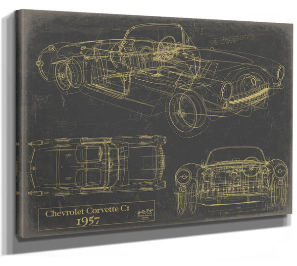 Cutler West Old 1957 Chevrolet Corvette C1 Car Blueprint, - Original Vehicle Patent Art