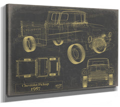 Cutler West Vintage 1957 Chevrolet Pickup Truck Model Mancave Blueprint Art