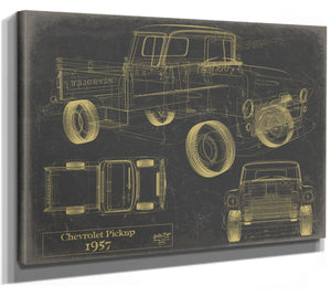 Cutler West Vintage 1957 Chevrolet Pickup Truck Model Mancave Blueprint Art