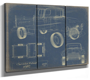 Cutler West Vintage 1957 Chevrolet Pickup Truck Model Mancave Blueprint Art