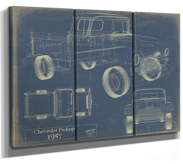Cutler West Vintage 1957 Chevrolet Pickup Truck Model Mancave Blueprint Art