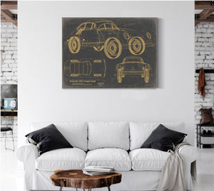 Cutler West Old Coupe Car Blueprint Auto Car - Original Mancave Art