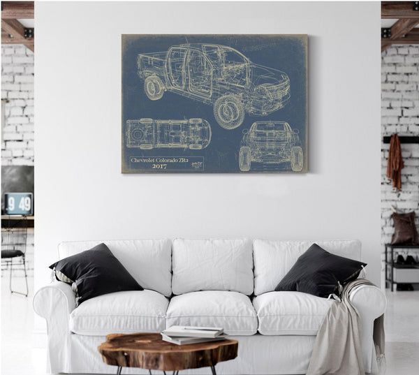 Cutler West Vintage 2017 Car Model Print, Original Blueprint Canvas, Framed, or Unframed Art