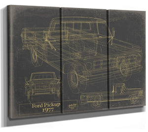 Cutler West 1977 Ford Pickup Truck Model, Original Mancave Blueprint Art