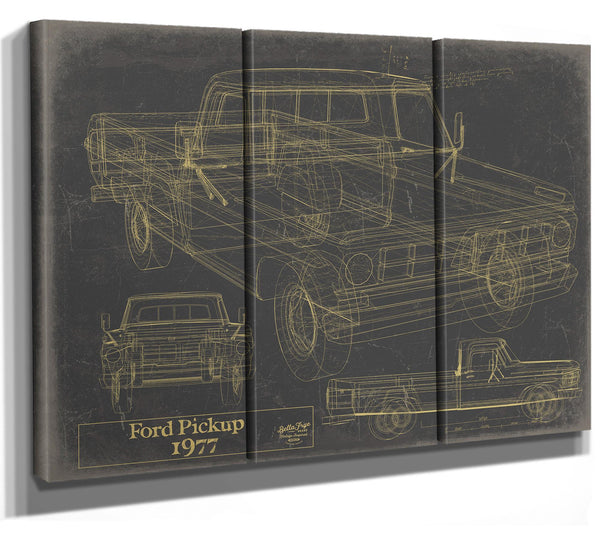 Cutler West 1977 Ford Pickup Truck Model, Original Mancave Blueprint Art