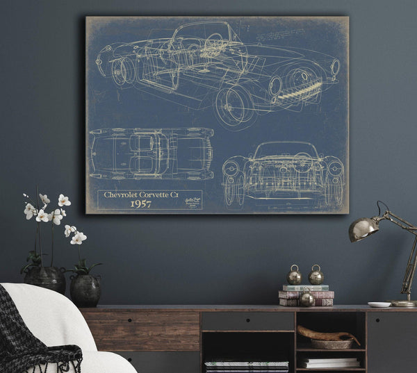 Cutler West Old 1957 Chevrolet Corvette C1 Car Blueprint, - Original Vehicle Patent Art