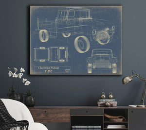 Cutler West Vintage 1957 Chevrolet Pickup Truck Model Mancave Blueprint Art