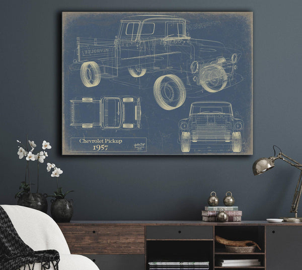 Cutler West Vintage 1957 Chevrolet Pickup Truck Model Mancave Blueprint Art