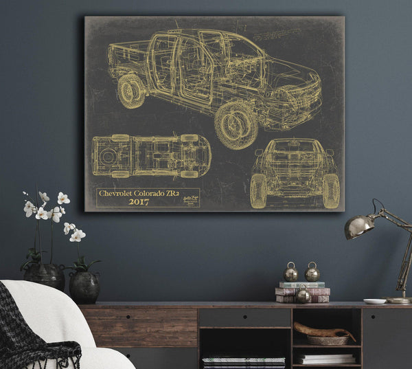 Cutler West Vintage 2017 Car Model Print, Original Blueprint Canvas, Framed, or Unframed Art