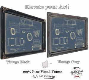 Cutler West Vintage 1957 Chevrolet Pickup Truck Model Mancave Blueprint Art