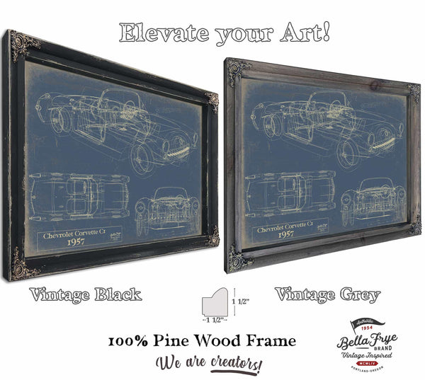 Cutler West Old 1957 Chevrolet Corvette C1 Car Blueprint, - Original Vehicle Patent Art