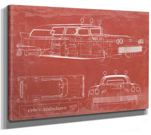 Cutler West 1950's Ambulance Car Blueprint - Gifts for Dad - Mancave Art