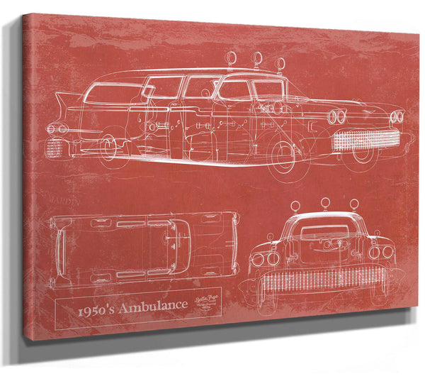 Cutler West 1950's Ambulance Car Blueprint - Gifts for Dad - Mancave Art