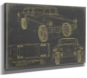Cutler West Original 1956 Chevrolet Bel Air Hardtop Car Blueprint - Gifts for Dad - Mancave Decor