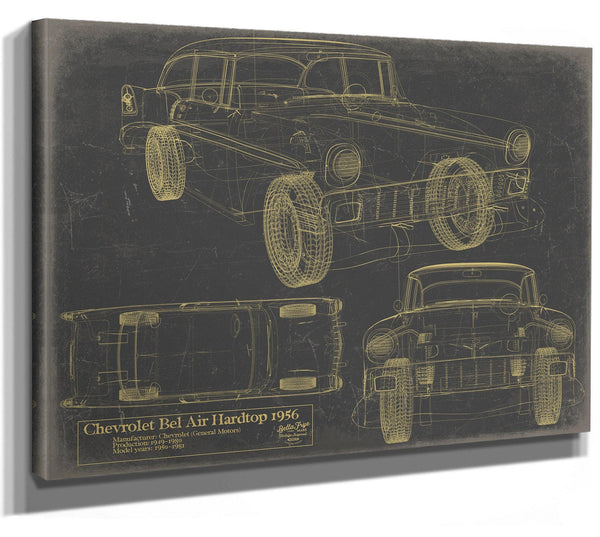 Cutler West Original 1956 Chevrolet Bel Air Hardtop Car Blueprint - Gifts for Dad - Mancave Decor