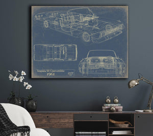 Cutler West Vintage 1961 Chevrolet Impala SS Convertible Car Model Print, Original Blueprint Canvas
