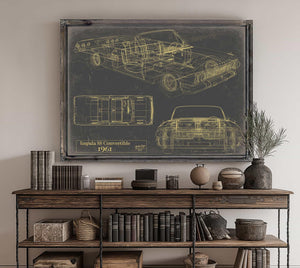 Cutler West Vintage 1961 Chevrolet Impala SS Convertible Car Model Print, Original Blueprint Canvas