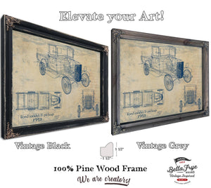 Cutler West 1932 Ford Model B Pickup Blueprint Art: Vintage Automotive Print